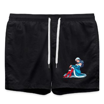 Ded Moroz Snegurotschka russischer Weihnachtsmann - Badeshorts - Schwarz - Vorne - AI Model Male 185 light (185cm)