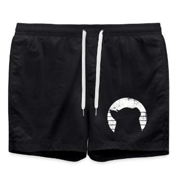 Cat Drawing - Swim Trunks - black - Front - AI Model Male 185 light (185cm)