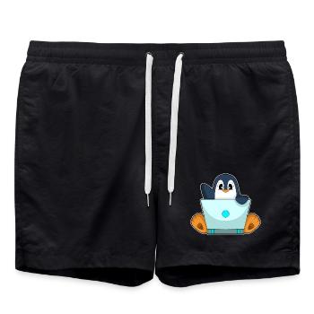 Penguin Laptop - Swim Trunks - black - Front - AI Model Male 185 light (185cm)