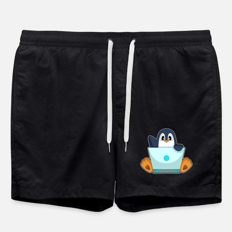 Penguin Laptop - Swim Trunks - black