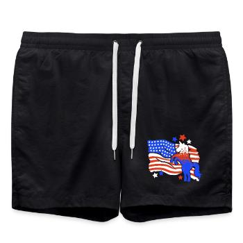 Einhorn amerikanische Flagge 4. Juli - Badeshorts - Schwarz - Vorne - AI Model Male 185 light (185cm)