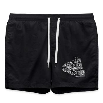 Railway Sketch - Swim Trunks - black - Front - AI Model Male 185 light (185cm)