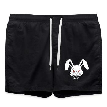 Demonic White Rabbit - Swim Trunks - black - Front - AI Model Male 185 light (185cm)