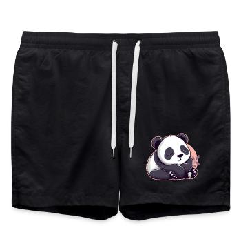 Cute Cartoon of a Sleeping Panda - Adorable design - Swim Trunks - black - Front - AI Model Male 185 light (185cm)