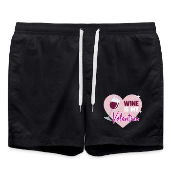 Wine is my valentine - Badeshorts - Schwarz - Vorne - AI Model Male 185 light (185cm)