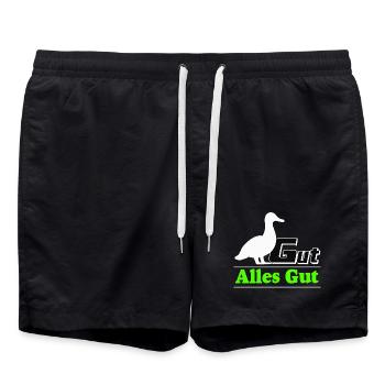 Party Fun Saying, Duck Good All Good - Swim Trunks - black - Front - AI Model Male 185 light (185cm)