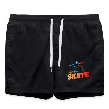 SKATE - Urban-Retro-Design - Badeshorts - Schwarz - Vorne - AI Model Male 185 light (185cm)