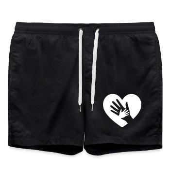 Main sur cœur - Short de bain - noir - Devant - AI Model Male 185 light (185cm)