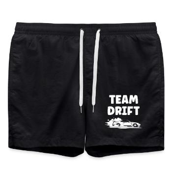 Energetisches Drift-Design in Schwarz und Weiß - Badeshorts - Schwarz - Vorne - AI Model Male 185 light (185cm)