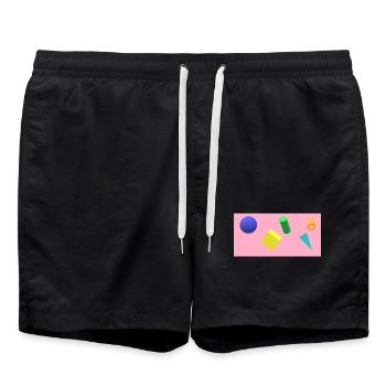 Formes géométriques vibrantes sur fond pastel - Short de bain - noir - Devant - AI Model Male 185 light (185cm)