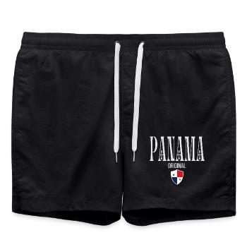 I love Panama, minimalist sleek design - Swim Trunks - black - Front - AI Model Male 185 light (185cm)
