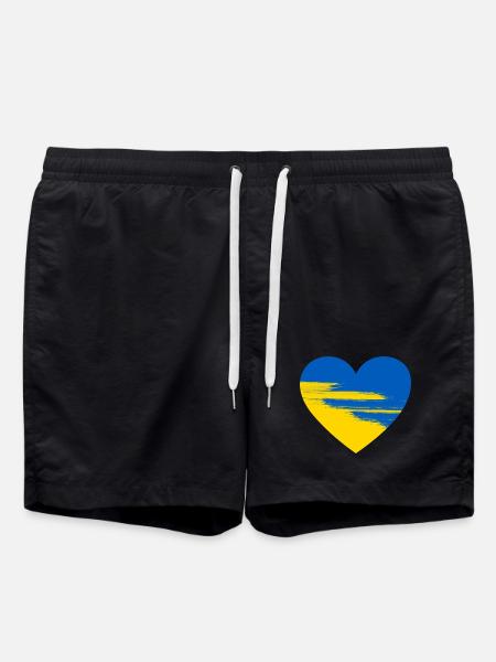 Ukraine Herz - Badeshorts - Schwarz