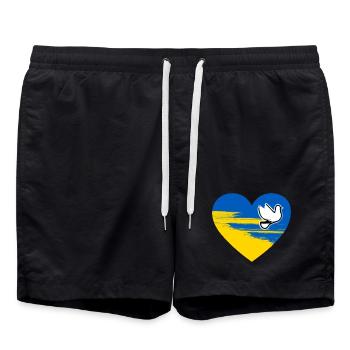 Ukraine Frieden Herz Design - Badeshorts - Schwarz - Vorne - AI Model Male 185 light (185cm)