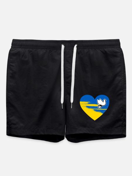 Ukraine Peace Heart Design - Swim Trunks - black
