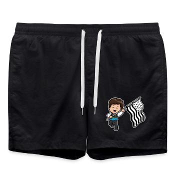 Brittany Boy Breton Costume Flag Gwenn ha du - Swim Trunks - black - Front - AI Model Male 185 light (185cm)