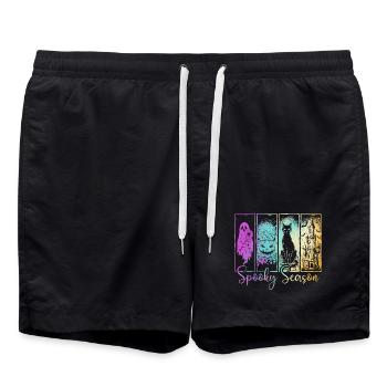 Spooky Season — Ghost & Pumpkin Haunted Vibes - Swim Trunks - black - Front - AI Model Male 185 light (185cm)