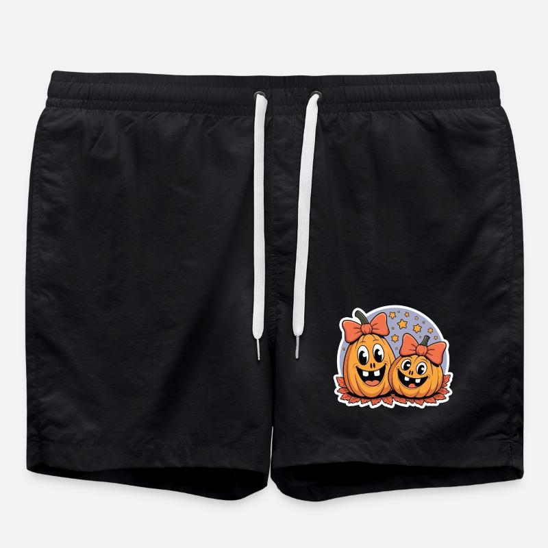 Joyeux amis citrouilles Halloween - Short de bain - noir