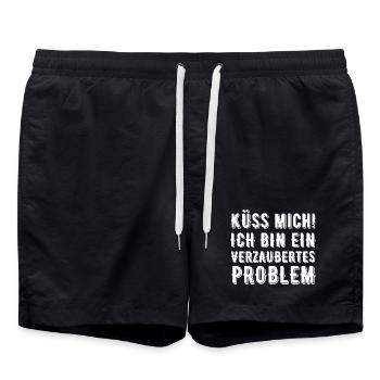 Embrasse-moi, je suis un problème enchanté - Short de bain - noir - Devant - AI Model Male 185 light (185cm)