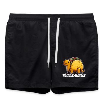 Tacosaurus-Cartoon-Freude - Badeshorts - Schwarz - Vorne - AI Model Male 185 light (185cm)
