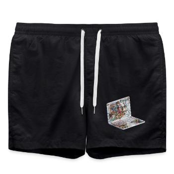 Circuit art CAO transparent sur les ordinateurs portables - Short de bain - noir - Devant - AI Model Male 185 light (185cm)