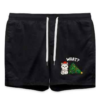 Annyoed Cat Christmas Lights - Swim Trunks - black - Front - AI Model Male 185 light (185cm)