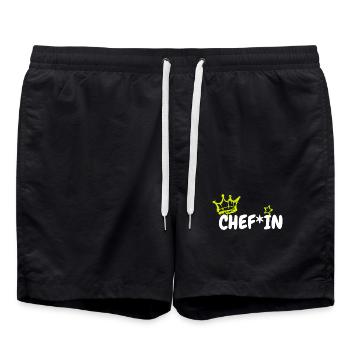 Chef Grafiti Krone, Stern - Swim Trunks - black - Front - AI Model Male 185 light (185cm)