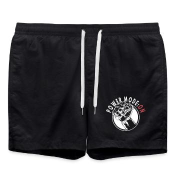 Power Mode: ON – Strong Fist Graphic - Swim Trunks - black - Front - AI Model Male 185 light (185cm)