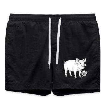 Lucky Pig Shamrock - Swim Trunks - black - Front - AI Model Male 185 light (185cm)