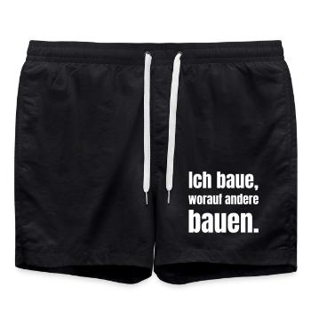 Ich baue, worauf andere bauen. - Badeshorts - Schwarz - Vorne - AI Model Male 185 light (185cm)