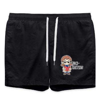 Die putzige Buch Halterin hält ein Buch - Badeshorts - Schwarz - Vorne - AI Model Male 185 light (185cm)