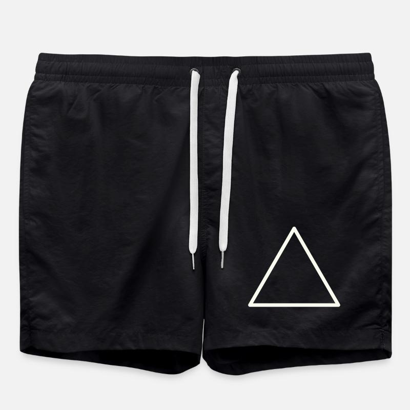 Geometric Shape Triangle Outline - Swim Trunks - black
