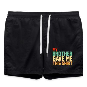 Mon frère m’a offert cette chemise Typographie rétro - Short de bain - noir - Devant - AI Model Male 185 light (185cm)