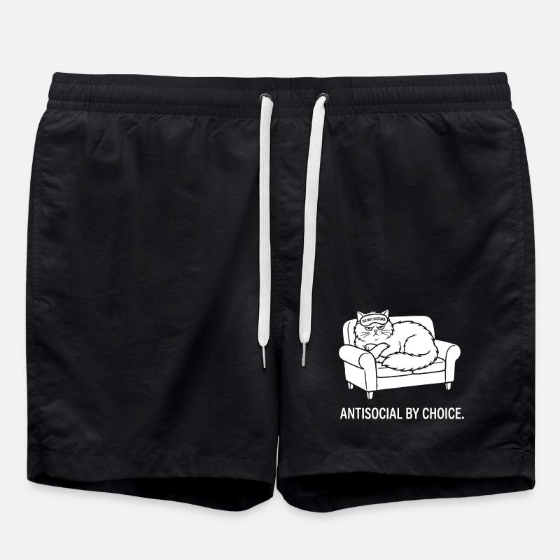 Antisocial by Choice Cat Gift - Swim Trunks - black