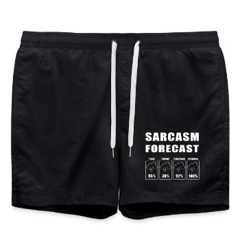Sarcasm Prediction Weather Joke Motif - Swim Trunks - black - Front - AI Model Male 185 light (185cm)