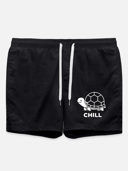 Chill Schildkröte Linienkunst - Badeshorts - Schwarz