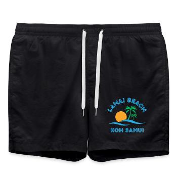 Coucher de soleil de la plage de Lamai Koh Samui - Short de bain - noir - Devant - AI Model Male 185 light (185cm)