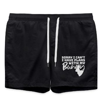 Sorry I Can't I Have Plans With My Bunny Hase Logo - Badeshorts - Schwarz - Vorne - AI Model Male 185 light (185cm)