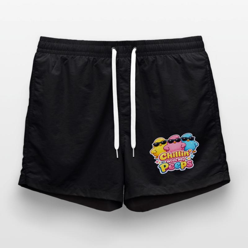 Chillin with my Peeps Happy Easter Easter Chick Swim Trunks