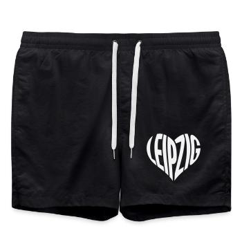 Leipzig Heart Typo - Swim Trunks - black - Front - AI Model Male 185 light (185cm)