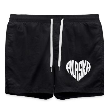 Alaska, États-Unis Lettrage cœur angulaire - Short de bain - noir - Devant - AI Model Male 185 light (185cm)