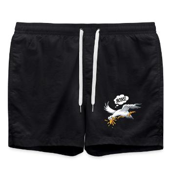 Lustige Möwe Stiehlt Pommes Am Strand - Badeshorts - Schwarz - Vorne - AI Model Male 185 light (185cm)