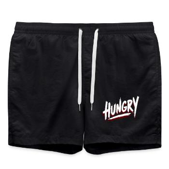 Hungry Brush Font – Streetwear Style - Swim Trunks - black - Front - AI Model Male 185 light (185cm)