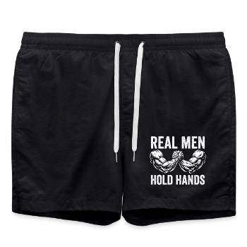 Arm Wrestling – Real Men Holding Hands - Swim Trunks - black - Front - AI Model Male 185 light (185cm)