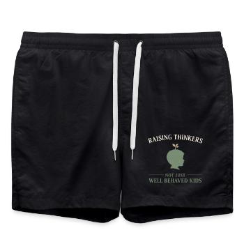 Montessori mother, Gentle parenting, Mindful - Swim Trunks - black - Front - AI Model Male 185 light (185cm)