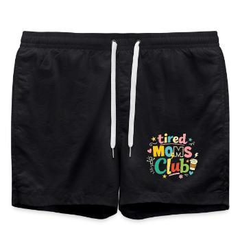 Tired Mamas Club - Coffee Mama Humor - Swim Trunks - black - Front - AI Model Male 185 light (185cm)