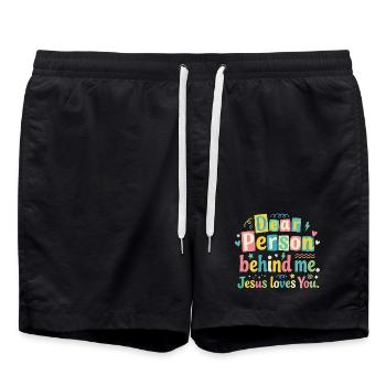 Jesus loves you positive message - Swim Trunks - black - Front - AI Model Male 185 light (185cm)