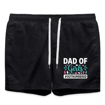 Dad of Girls Outnumbered Daddy Girl - Swim Trunks - black - Front - AI Model Male 185 light (185cm)
