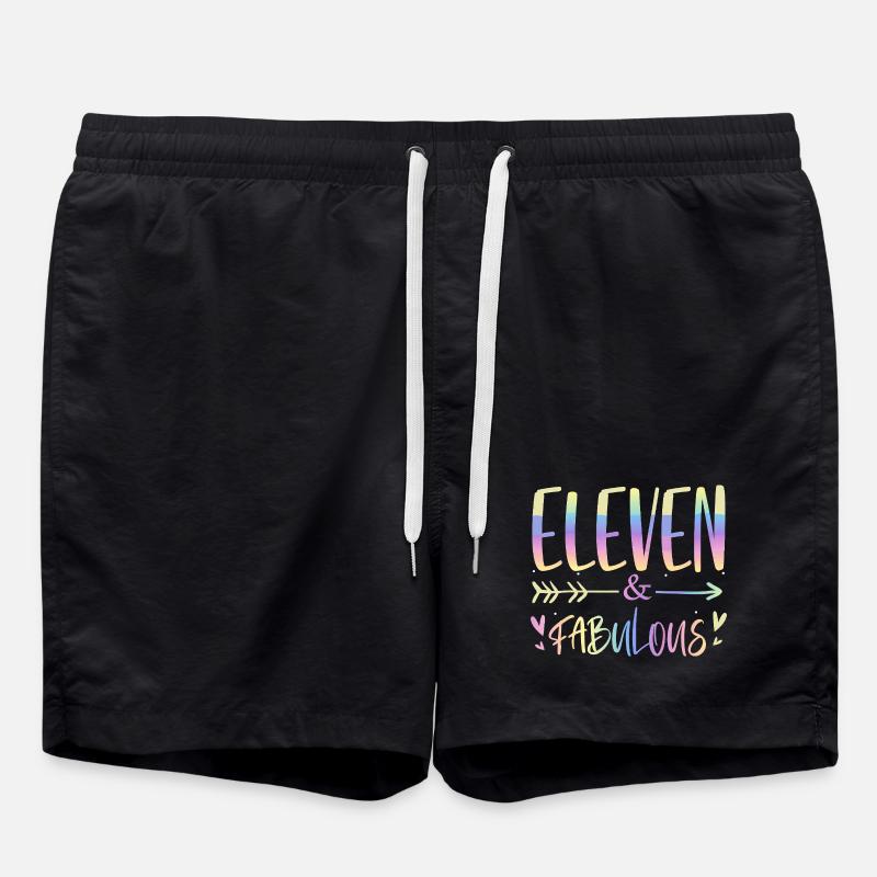 Eleven & Fabulous Rainbow Script - Badeshorts - Schwarz