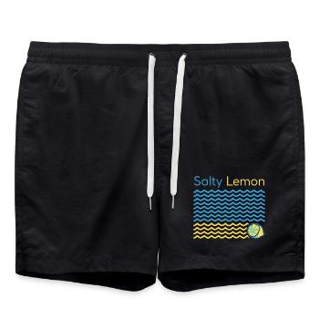 Imprimé côtier citron salé - Short de bain - noir - Devant - AI Model Male 185 light (185cm)