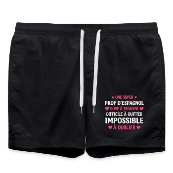 Prof d Espagnol Inoubliable - Short de bain - noir - Devant - AI Model Male 185 light (185cm)